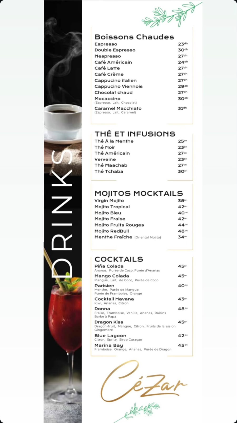 Carte Boissons 1
