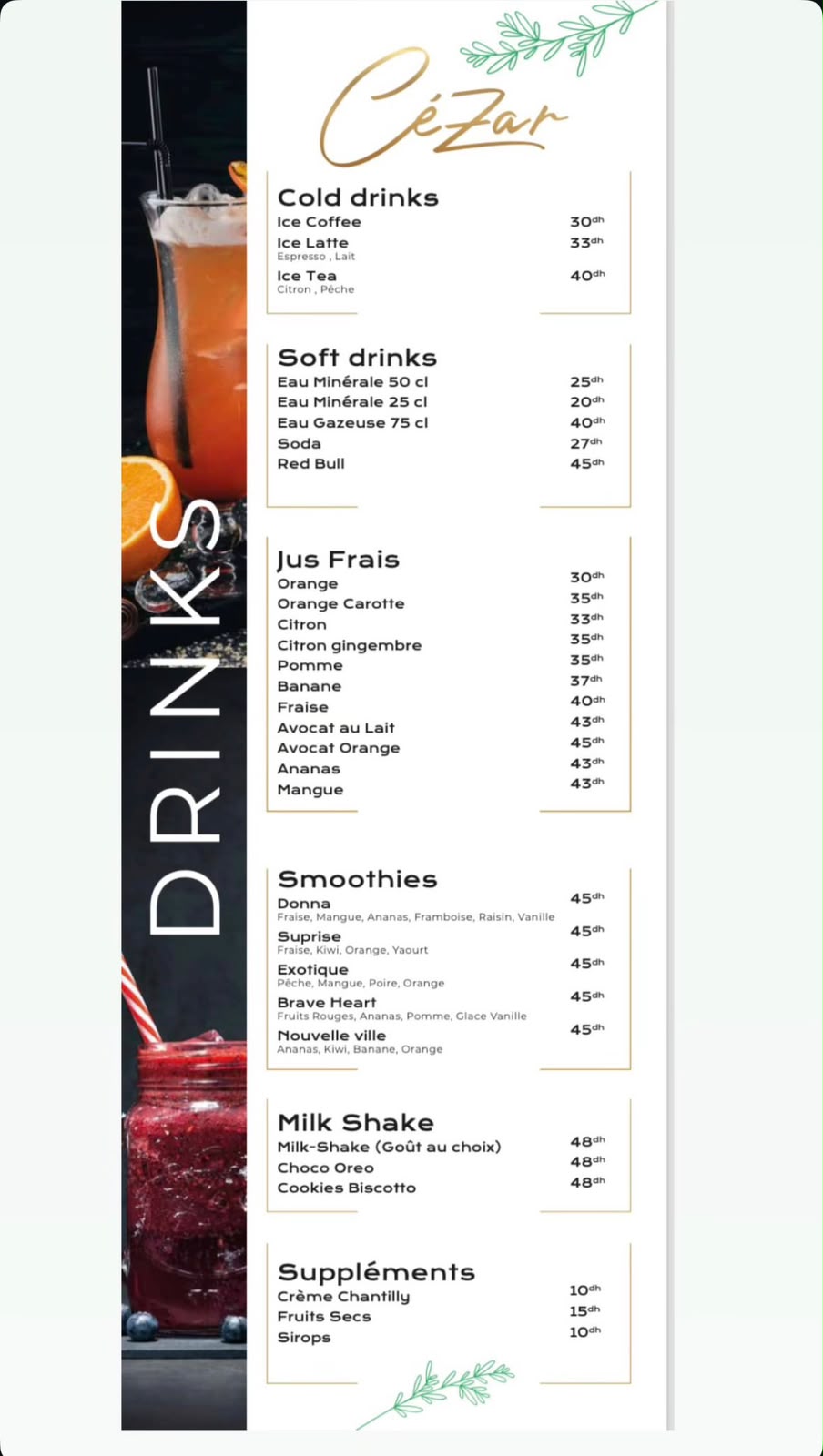 Carte Boissons 2